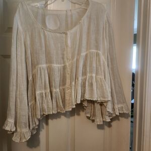 Cream Ruffled Women's Top